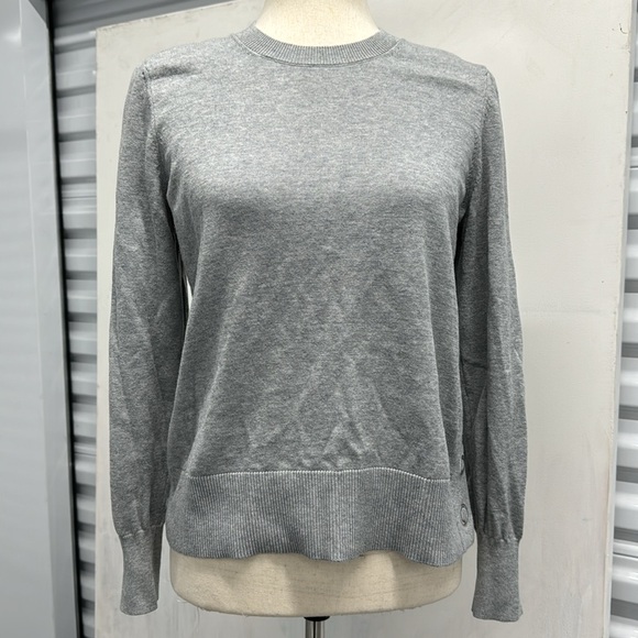 Michael Kors Cotton Blend Gray Sweater with Hardware Detailing - Medium - Picture 2 of 13
